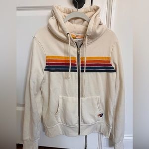 Aviator nation 5 stripe zip up hoodie, size small